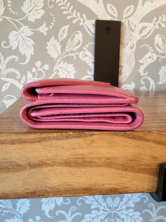 Balenciaga Micro Wallet Smooth Pink Leather Trifold w Coin Pocket Card Slots EUC - Picture 4 of 17